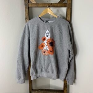 Gildan Gray Ghost Floral Sweater Size L